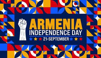 21 September Armenia independence day geometric shape pattern background or banner design template. Holiday concept. Template for background, banner, card, poster, placard, design. eps 10 vector