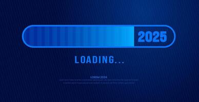 2025 progress loading bar corporate business technology blue color background or banner design template. Happy new year wish blue color loading bar banner design. vector
