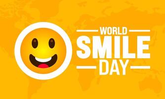 World Smile Day background or banner design template is observed every year in October. Holiday concept. Template for card, poster, placard, template. eps 10 vector