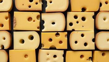 Graphic design Cheese pattern showcasing diverse slices with holes distinct textures photo