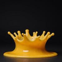 Melted cheese forming a crown on dark backdrop photo
