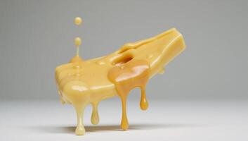 Isolated closeup illustration of melty cheese with a splattering effect photo