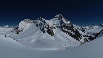 Panoramic view of snowy mountains at night photo
