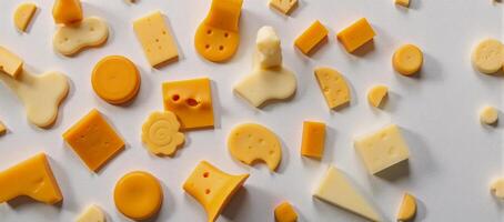 Playful cheesefocused design featuring abstract patterns assorted shapes on a textured backdrop photo