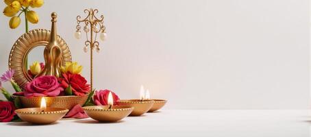 Diwali product display rendered in a bright minimalist style photo