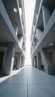 A sleek modern 3D render showcasing an empty expanse of abstract futuristic concrete architecture photo