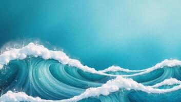 Abstract water inkwave design on a wintery blue background with aqua teal and white tones for use as a mobile graphic resource or copy space text backdrop photo