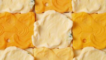 Pattern showcasing an array of diverse cheeses with creamy vibrant tones photo