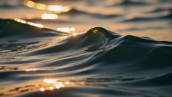 de tono dorado superficie olas de el mar presentando texturizado resplandeciente aguas y ondulación Dom miradas foto