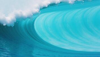 An aquaticthemed abstract design featuring a wavy textured ocean wave in shades of blue aqua and teal as a background suitable for use as a graphic resource or banner photo