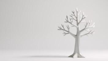 Isolated abstract lowpoly tree on plain white backdrop photo