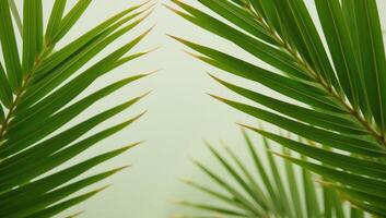 Empty space centered with palm leaf backdrop minimalist composition photo