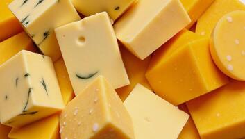 Cheese Cubes Wheels Wedges in Playful Pattern photo