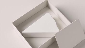 3D Rendering Triangular Cake Slice Mockup Package in a Blank Box Template photo