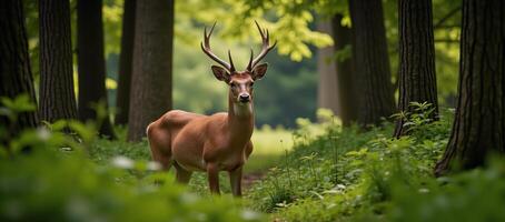 Digital art illustration Deer in forest setting majestic photo