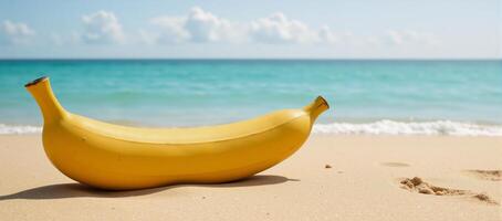 Banana Boat on Beach Copied Space for Text Addition photo