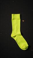 A lone yellow sock rests on a gritty weathered ground photo