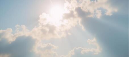 A pastelcolored abstract scene features a softly lit blurry sky with scattered clouds photo