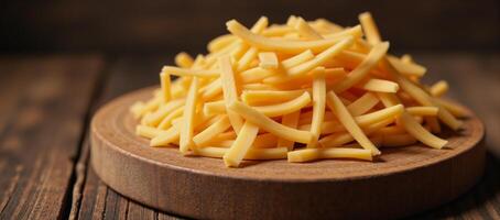 Rustic cheese display with copy space beneath ideal for adding text above shredded sharp cheddar photo