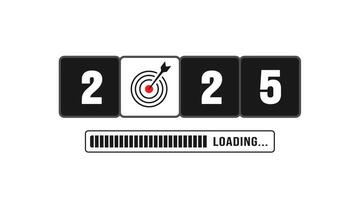 2025 progress loading bar background or banner design template. Happy new year wish loading bar banner design. greeting and new year 2025 celebration banner with loading bar and text design. vector