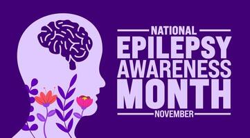 Epilepsy Awareness Month background or banner design template is observed every year in November. Holiday concept. Template for card, poster, placard, template. vector