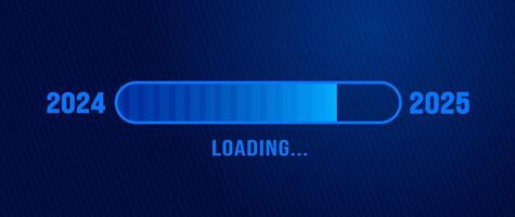 2025 progress loading bar corporate business technology blue color background or banner design template. Happy new year wish blue color loading bar banner design. vector
