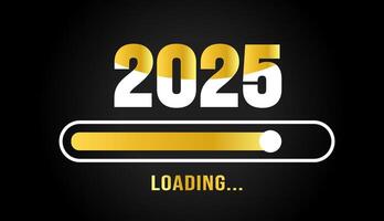 2025 progress loading bar background or banner design template. Happy new year wish loading bar banner design. greeting and new year 2025 celebration banner with loading bar and text design. vector