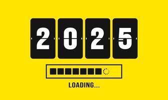 2025 progress loading bar background or banner design template. Happy new year wish loading bar banner design. greeting and new year 2025 celebration banner with loading bar and text design. vector