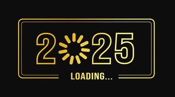 2025 progress loading bar background or banner design template. Happy new year wish loading bar banner design. greeting and new year 2025 celebration banner with loading bar and text design. vector