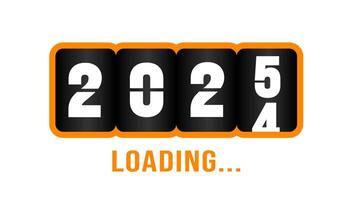 2025 progress loading bar background or banner design template. Happy new year wish loading bar banner design. greeting and new year 2025 celebration banner with loading bar and text design. vector
