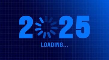 2025 progress loading bar corporate business technology blue color background or banner design template. Happy new year wish blue color loading bar banner design. vector