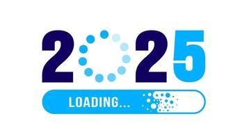 2025 progress loading bar background or banner design template. Happy new year wish loading bar banner design. greeting and new year 2025 celebration banner with loading bar and text design. vector