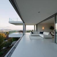Spacious modern glass residence featuring an open layout photo