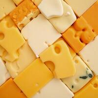 Pattern showcasing an array of diverse cheeses with creamy vibrant tones photo
