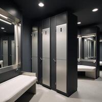 Sleek modern locker room interior within a sports complex with functional design photo