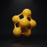 A whimsical scene featuring yellow bubbleshaped letters in a playful 3D render photo
