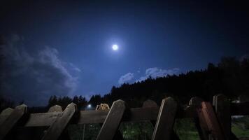 Clouds moving in the night sky against the moon. Karpacz, Poland video