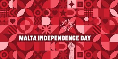 21 September Malta independence day geometric shape pattern background or banner design template. Holiday concept. Template for background, banner, card, poster, placard, design. eps 10 vector