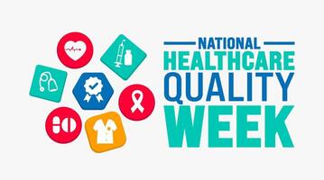 National Healthcare Quality Week background or banner design template is observed every year in October. Holiday concept. Template for card, poster, placard, template. eps 10 vector