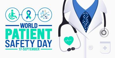World Patient safety day background or banner design template. Holiday concept. Template for background, banner, card, poster, placard, design template with unique shapes with standard color. vector