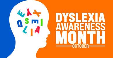 Dyslexia Awareness Month background or banner design template is observed every year in October. Holiday concept. Template for card, poster, placard, template. eps 10 vector
