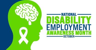 National Disability Employment Awareness Month background or banner design template is observed every year in October. Holiday concept. Template for card, poster, placard, template. eps 10 vector