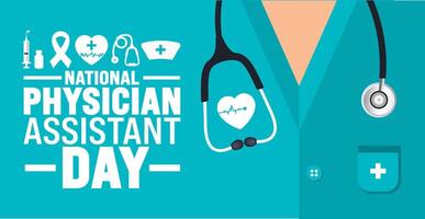 National Physician assistant day background or banner design template is observed every year in October. Holiday concept. Template for card, poster, placard, template. eps 10 vector