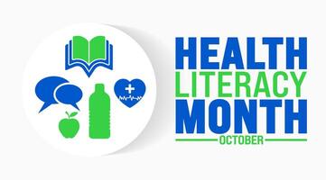 Health Literacy Month background or banner design template is observed every year in October. Holiday concept. Template for card, poster, placard, template. eps 10 vector