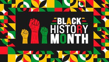 Black History Month geometric shape pattern background or banner design template is observed every year in October. Holiday concept. eps 10 vector