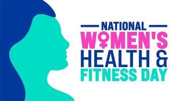 Women's health and fitness day background or banner design template. Holiday concept. Template for background, banner, card, poster, placard, design template with unique shapes with standard color. vector