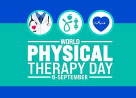 physical therapy day is observed every year in September. Holiday concept. Template for background, banner, card, poster, placard, design template with unique shapes with standard color. vector