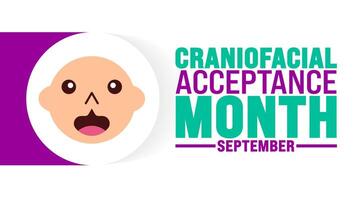 Craniofacial Acceptance Month is observed every year in September. Holiday concept. Template for background, banner, card, poster, placard, design template with unique shapes with standard color. vector