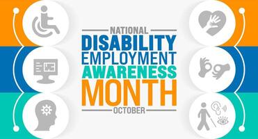 National Disability Employment Awareness Month background or banner design template is observed every year in October. Holiday concept. Template for card, poster, placard, template. eps 10 vector