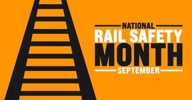 Rail Safety Month is observed every year in September. Holiday concept. Template for background, banner, card, poster, placard, design template with unique shapes with standard color. vector
